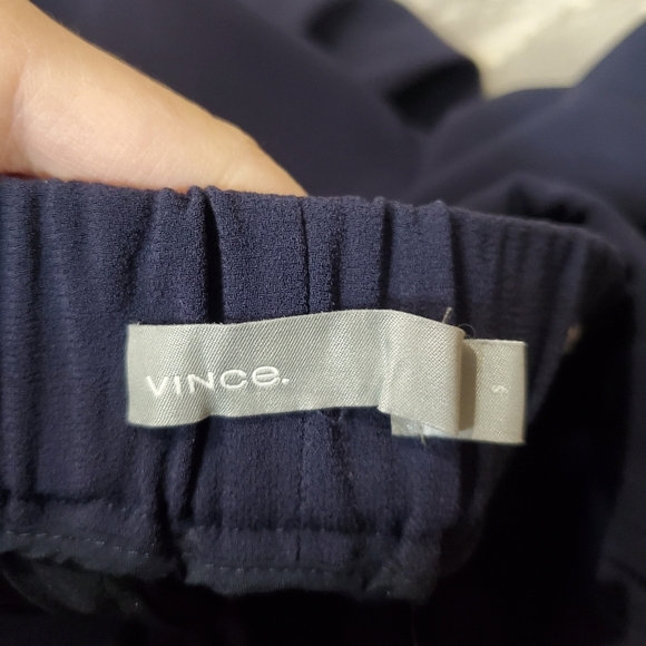 Vince Wide Leg Pull-on High Rise Pants. Navy Blue. Size S. 29" Inseam. - Picture 4 of 13
